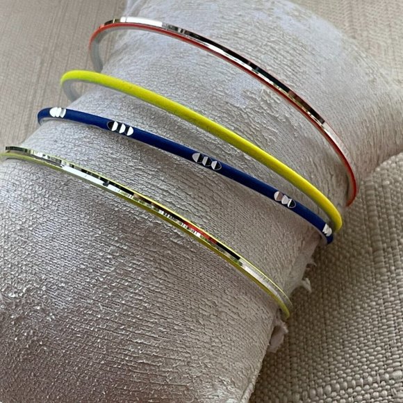 Glass Bangle Multi Color Bracelet Wrist Band Bangles Set of 4 - Picture 2 of 11